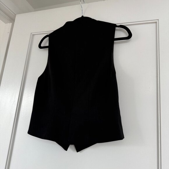 Nili Lotan Tuxedo Vest Black Virgin Wool V-Neck Button-Up Sz 2 - Picture 7 of 8